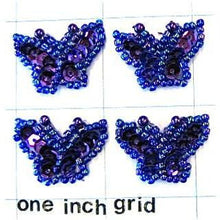 Load image into Gallery viewer, Butterfly set of Dark Blue Sequins and Beads. Set of 4. 1&quot;