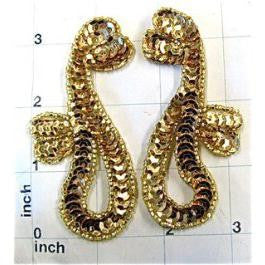 Swirl Pair Gold 3.5" x 1.5"