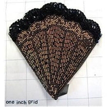 Load image into Gallery viewer, Fan Exotic Black and Bronze Beads and Sequins 5&quot; x 5&quot;