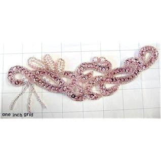 Designer Motif with Pink Sequins and White Pearls 8" x 3"