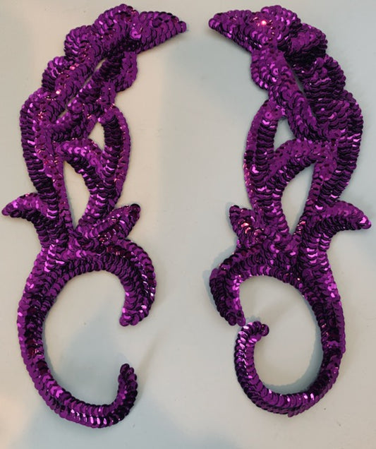 Designer Pairs and Singles with Dark Fuchsia and Fuchsia Sequins 8.5" x 2.5"