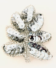 Load image into Gallery viewer, Leaf Pair with Silver Sequins and Beads 2.5&quot; x 2&quot;