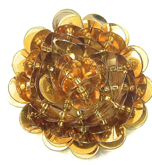 Flower High Rise Gold Sequins 1.5" Round