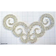 Load image into Gallery viewer, Silver beaded pearl designer applique 5.25&quot; x 10&quot;