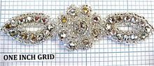 Load image into Gallery viewer, Designer Motif Rhinestone with Silver Beads 4&quot; x 2&quot;.