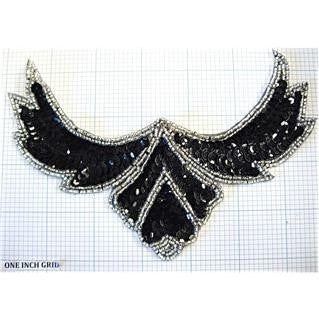 Designer Motif Neck Line with Black and Silver Beads 8" x 6"