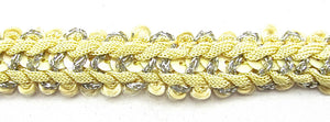 Trim Yellow Braided with Silver 1/2" Wide