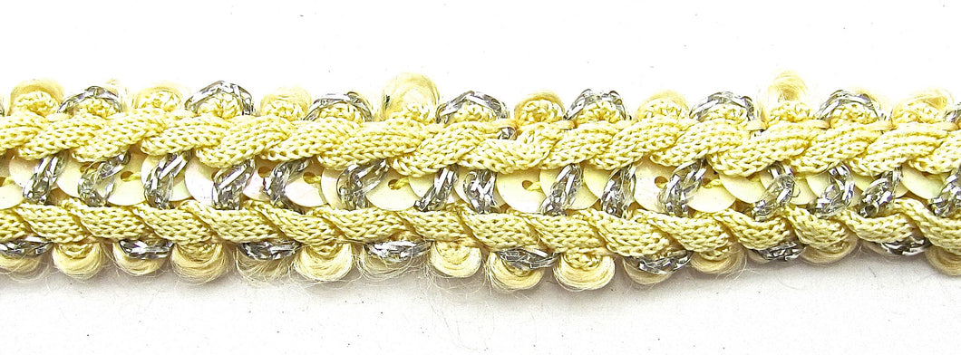 Trim Yellow Braided with Silver 1/2