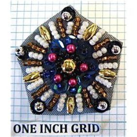 Designer Motif Patch with Multi-Colored Beads 1.5"