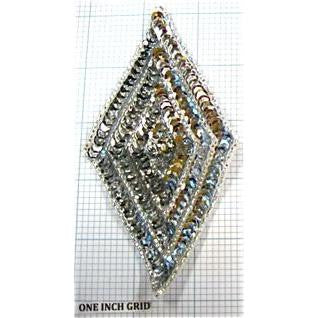 Silver sequin beaded diamond shape 5