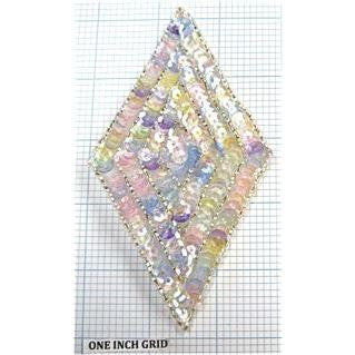 Designer Motif Diamond with Multi-Colored Sequins and Silver Beads 5"