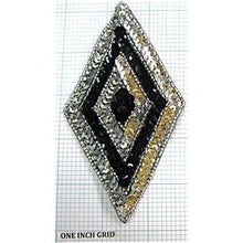 Load image into Gallery viewer, Motif Diamond Shape Black and SIlver 5&quot;