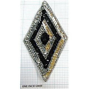 Motif Diamond Shape Black and SIlver 5"