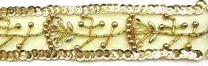 Trim with Gold Sequin and Beads 2" Wide