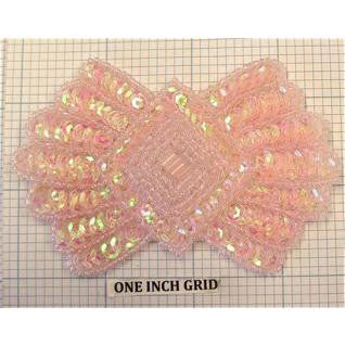 Designer Motif Pink Sequin beaded designer applique. 2.5" x 3.75"