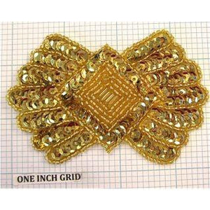Designer Motif Bow with Gold Sequins and Beads 3.75" x 2.5"