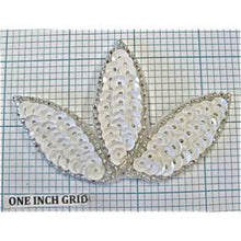 Load image into Gallery viewer, Leaf with White Sequins and Silver Beads 2&quot; x 3.5&quot;