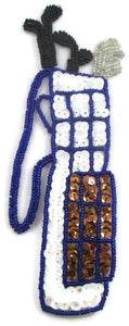 Golf Club with White and Bronze Sequins and Beads 6.5" x 2"