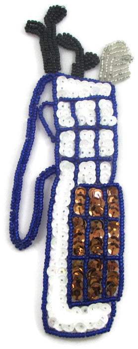 Golf Club with White and Bronze Sequins and Beads 6.5