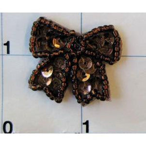 Bow with Bronze Sequins and Beads 1" x 1"