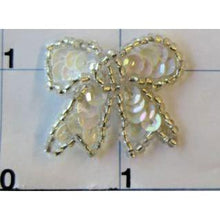 Load image into Gallery viewer, Bow White Sequins and Beads 1&quot;