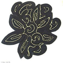 Load image into Gallery viewer, Designer Motif Braided Black Fabric with Gold 8&quot; x 6.5&quot;