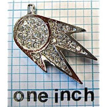 Load image into Gallery viewer, Designer Motif Necklace Pendant with Silver and Rhinestones 1&quot; x .5&quot;