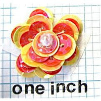 Flower Orange and Yellow Sequins with Bead in Center 1