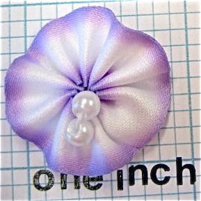 Flower with Purple Silk and Beads 1"