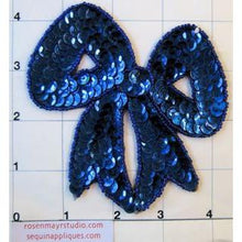 Load image into Gallery viewer, Bow with Blue Sequin 4.5&quot; x 4.5&quot;