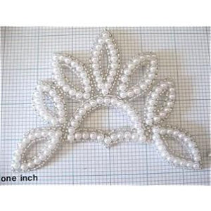 Pearled and beaded crown applique 4" x 5"