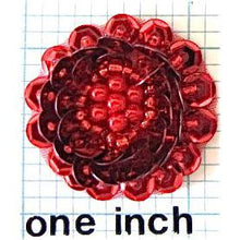 Load image into Gallery viewer, Red Sequin Beaded Flower 1.25&quot;