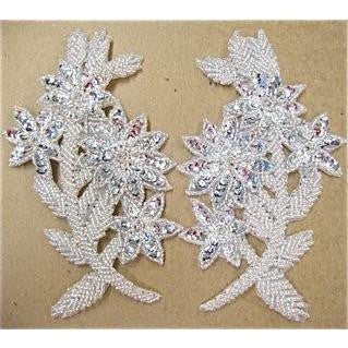 Sequin Flower Silver 6"