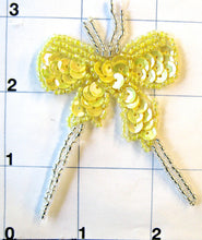 Load image into Gallery viewer, Bow Yellow with Silver Beads 2.5&quot; x 2&quot;