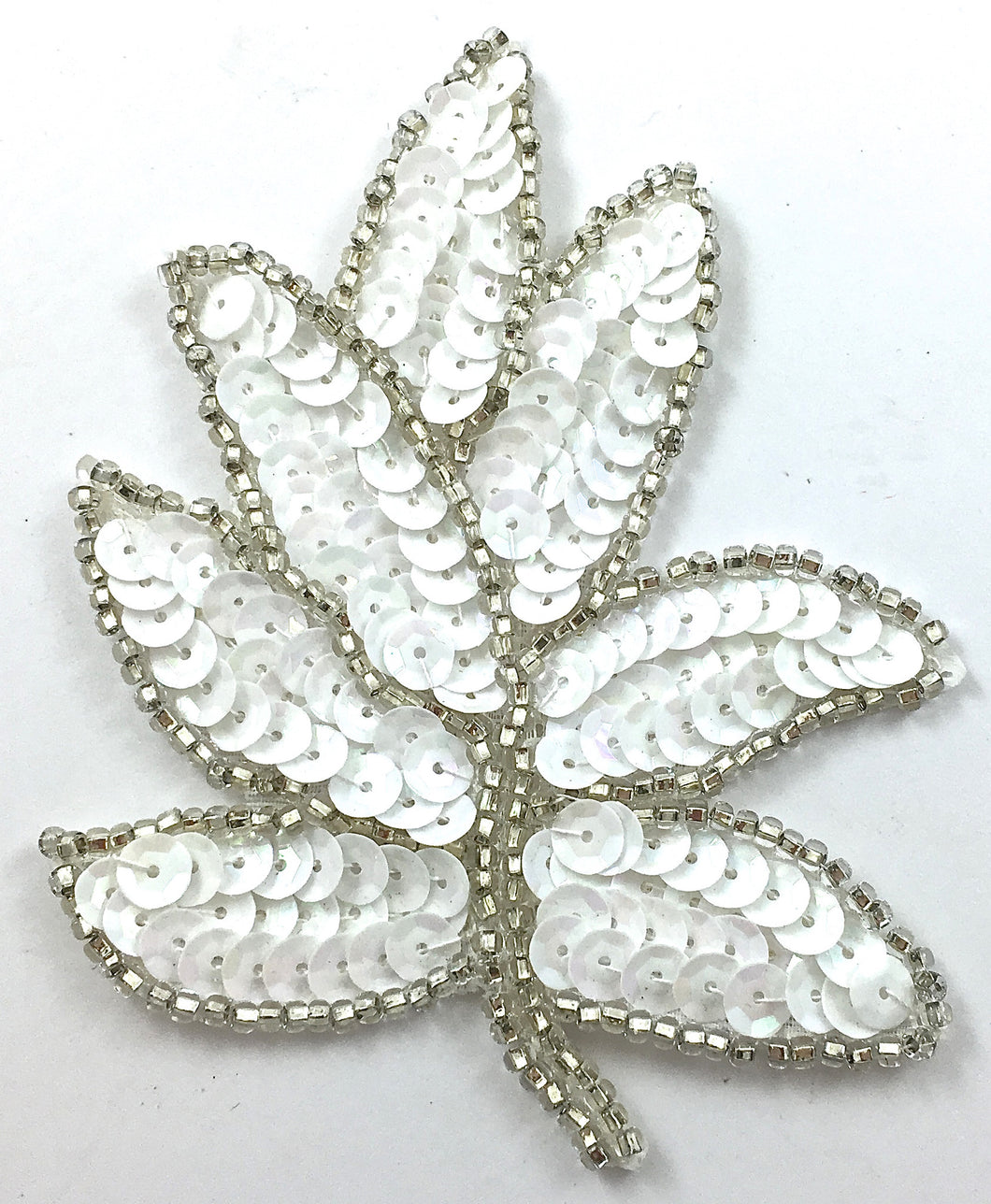 Leaf Pair White Silver Beads 3