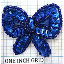 Load image into Gallery viewer, Bow w/ Royal Blue Sequins and Beads 1.5&quot; x 1.5&quot;