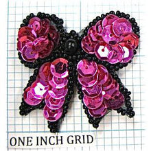 Load image into Gallery viewer, Bow with Deep purple Sequins and Black Beads 1.75&quot;