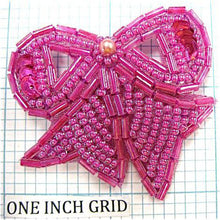Load image into Gallery viewer, Bow with Fuchsia Beads 2&quot; x 2&quot;