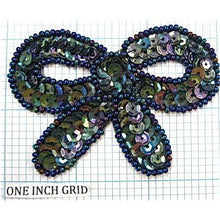 Load image into Gallery viewer, Bow Gunmetal Sequins &amp; Beads 3&quot; x 2.25&quot;