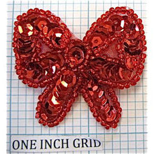 Load image into Gallery viewer, Bow Red Sequin and bead trim 1.5&quot; x 1.75&quot;