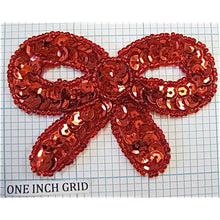Load image into Gallery viewer, Bow Red Sequin and Bead Trim, 3&quot; x 2.25&quot;