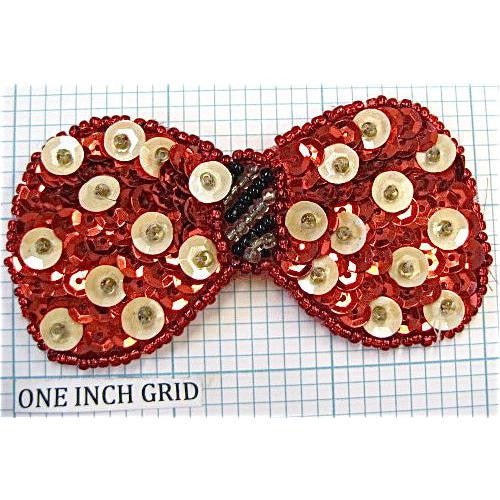 Bow red Sequin with White Polka Dots