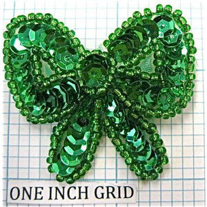 Bow Green Sequins 2" x 2"