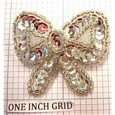 Bow with Silver Sequins and Beads 1.75