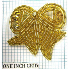 Load image into Gallery viewer, Bow with Gold Sequins and Beads 2&quot;