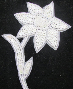 Flower with White Sequins and Beads 5.5" X 4".