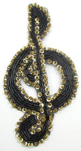 Load image into Gallery viewer, Treble Clef Black and Gold 5&quot; X 3&quot;