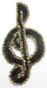Treble Clef Black and Gold 5" X 3"