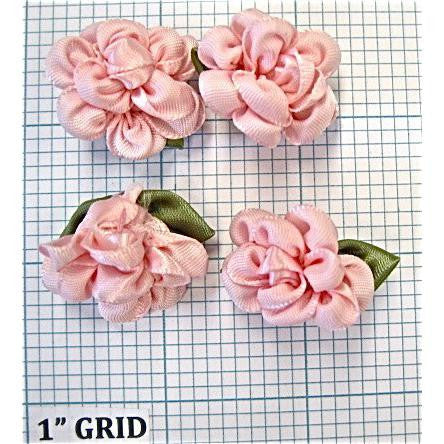 Flower set of 4 Silk Pink Ribbon 1"