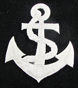 Anchor with Blue or White Embroidery, Choice of Color 3.25" x 2.25" - Sequinappliques.com